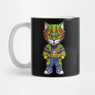 Cute Halloween Cartoon Cat Zombie Design for Spooky Fun Mug